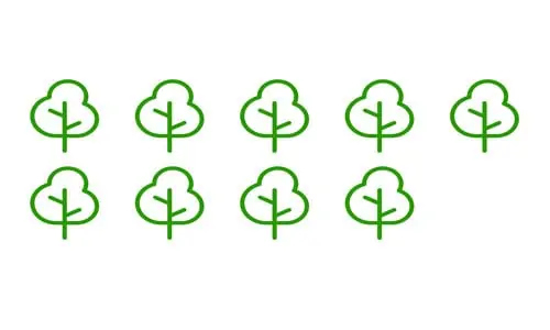 tree icons to demonstrate the equivalent trees planted