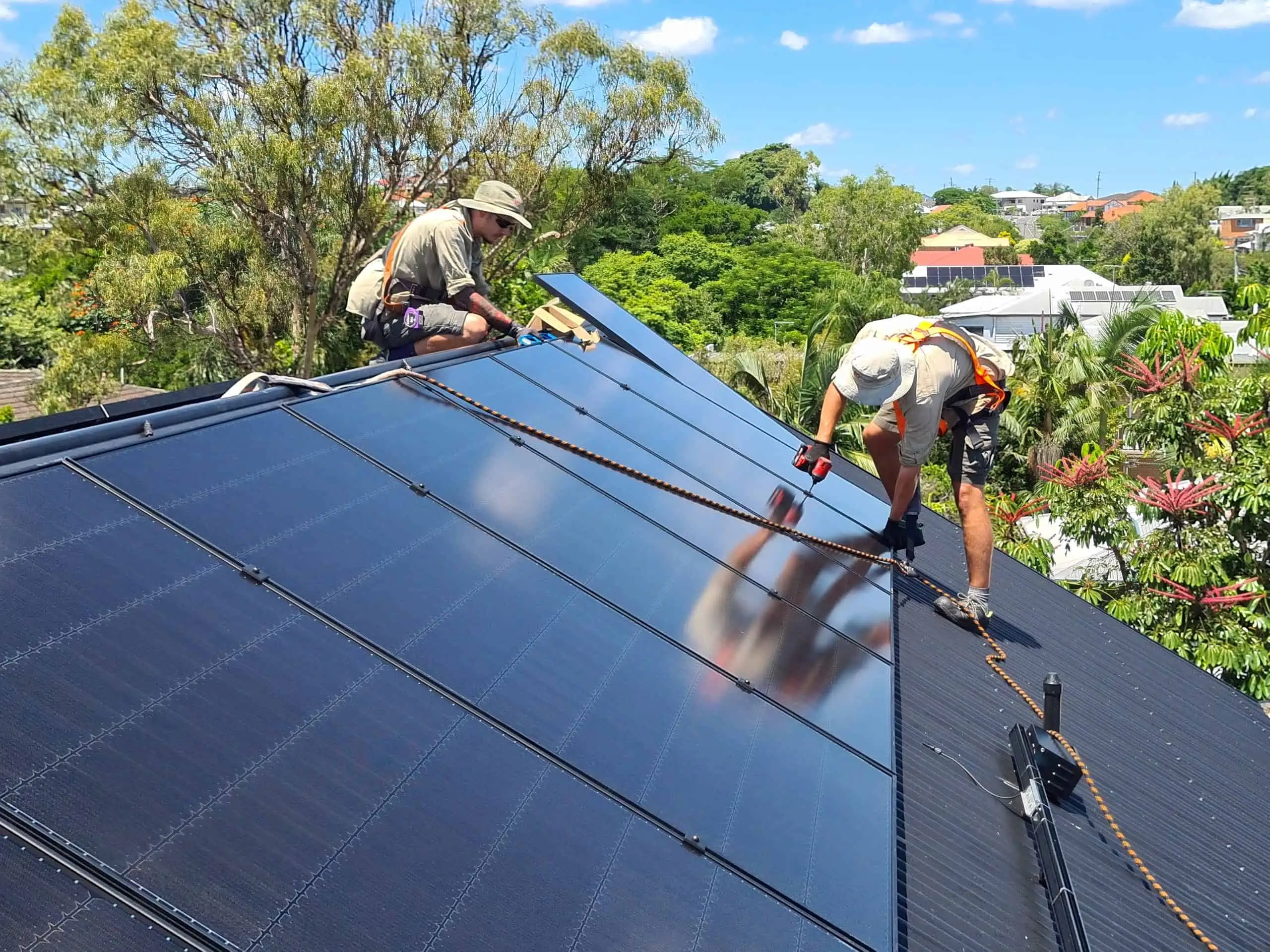 solar panels installation above roof