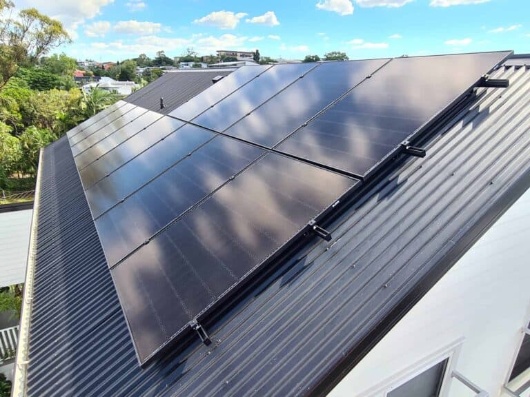 Completed solar panel installation on the roof of a residential home in Brisbane