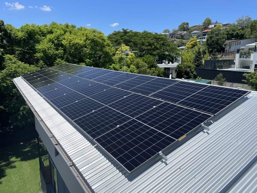 Aiko solar panels on a roof installed by 3D Energy
