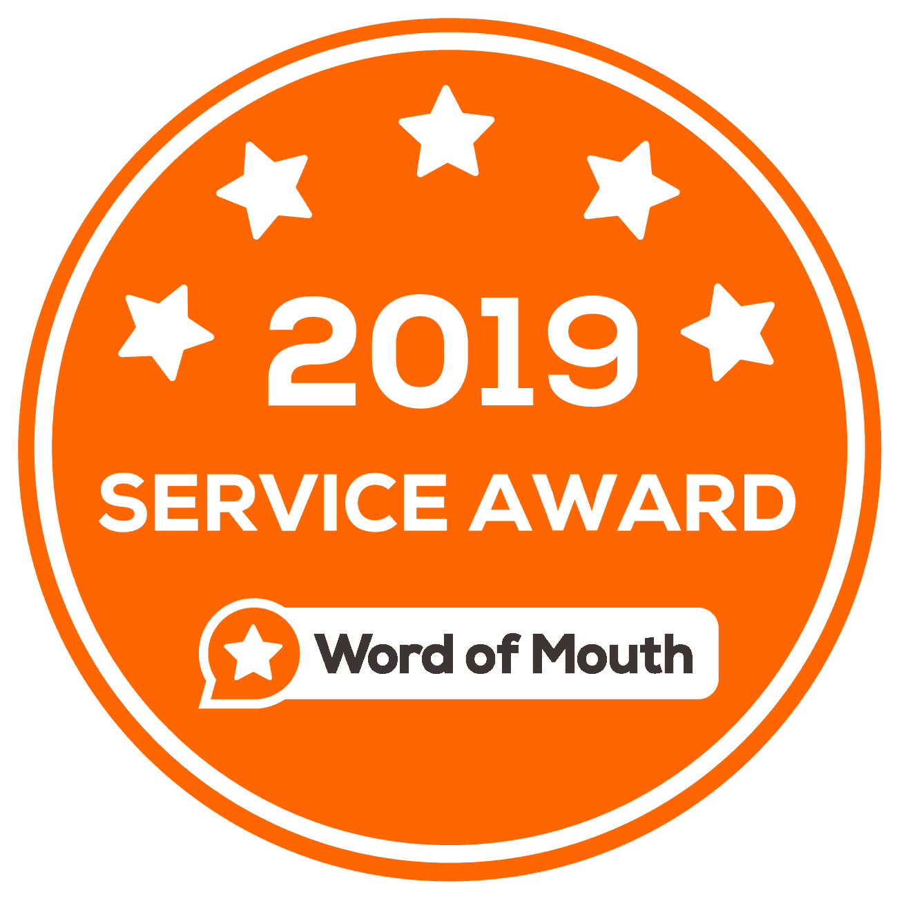 Word of Mouth 2019 Service Award sticker